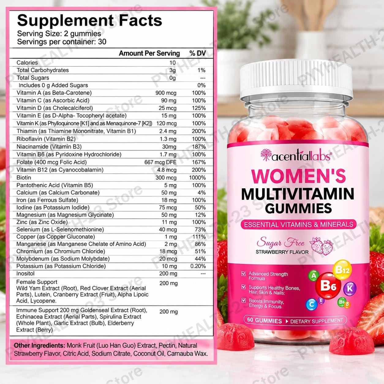 AcentiaLabs Kadınlar İçin Mult - Multivitamin Gummy Adult incelemesi ve fiyatı